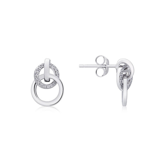 Argento Silver Small Linked Circle Earrings 