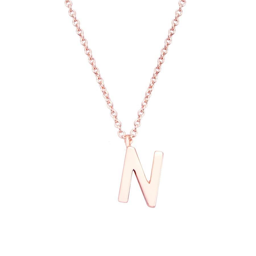 Argento Rose Gold Letter N Initial Necklace 