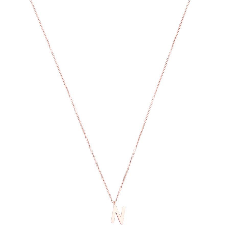 Argento Rose Gold Letter N Initial Necklace 