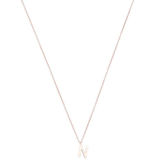 Argento Rose Gold Letter N Initial Necklace 