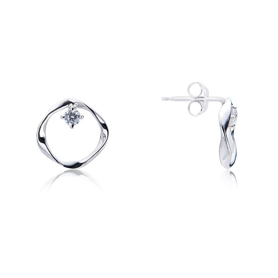 Argento Silver Twisted Circle Crystal Earrings