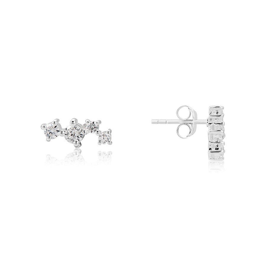 Argento Silver Asymmetric Crystal Earrings 