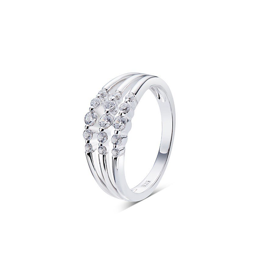 Argento Silver Triple Layer Crystal Ring 