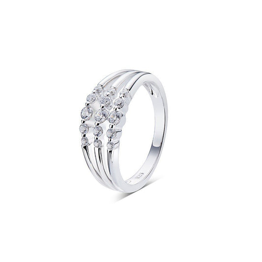 Argento Silver Triple Layer Crystal Ring 