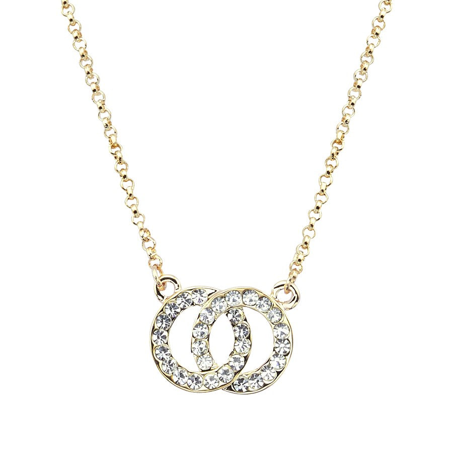 August Woods Gold Crystal Link Circle Necklace