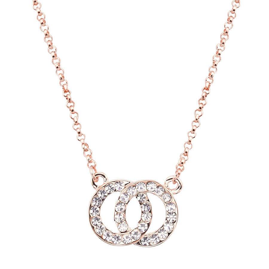 August Woods Rose Gold Crystal Link Circle Necklace
