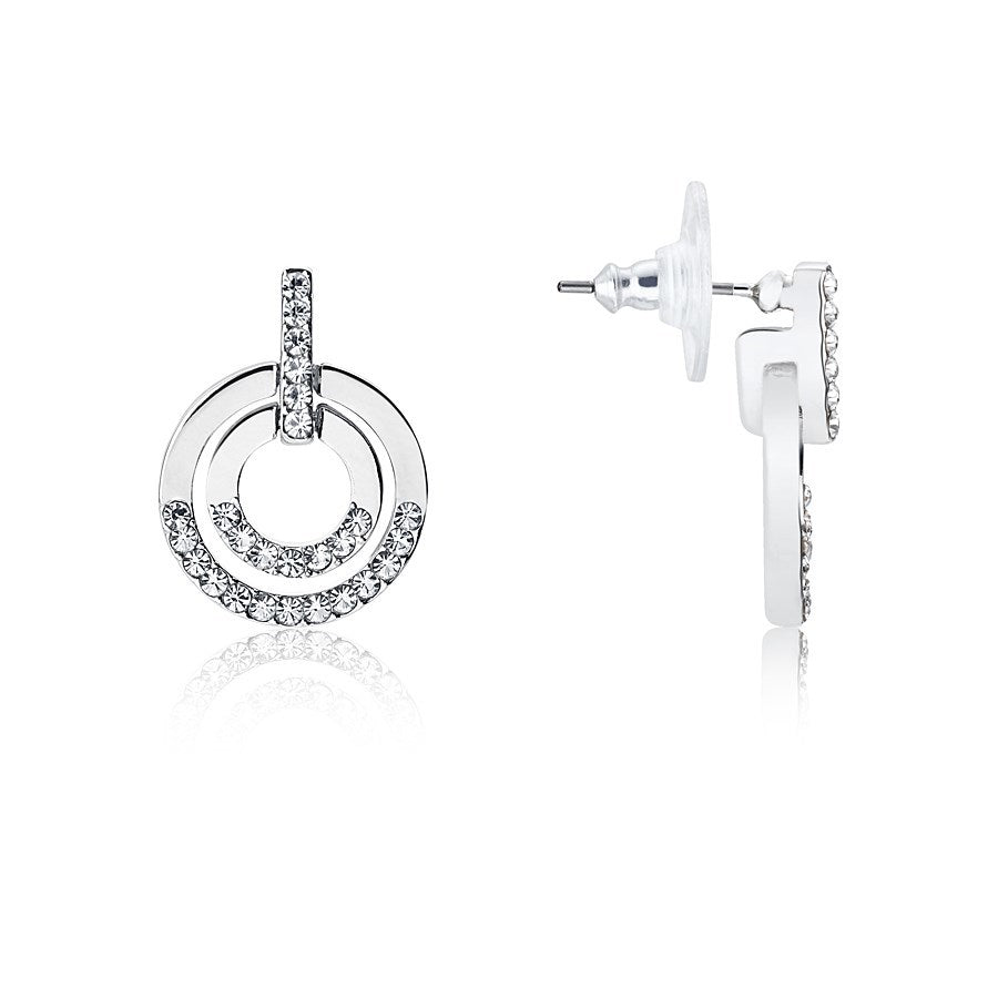 August Woods Silver Crystal Circle Drop Earrings 