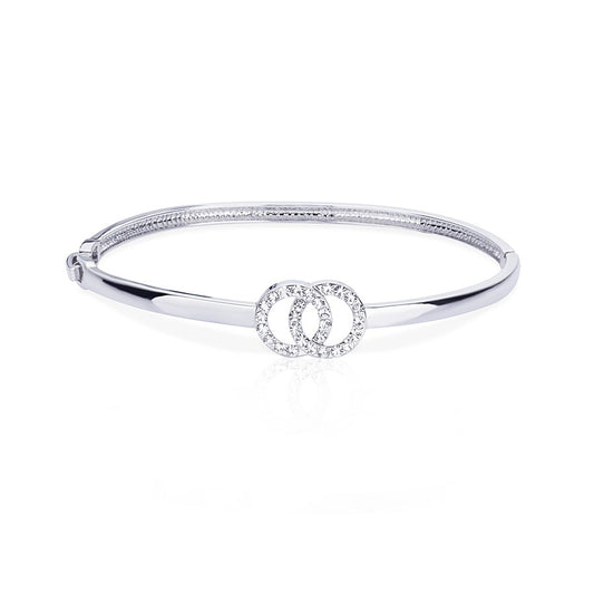 August Woods Silver Crystal Link Circle Bangle 