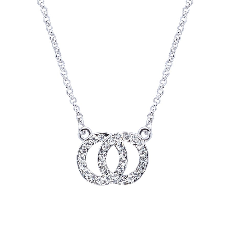 August Woods Silver Crystal Link Circle Necklace