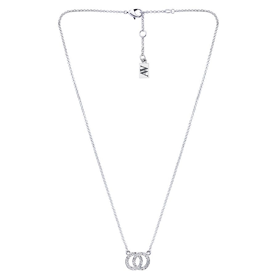 August Woods Silver Crystal Link Circle Necklace