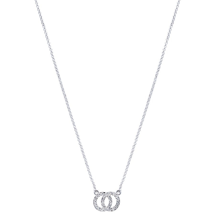 August Woods Silver Crystal Link Circle Necklace