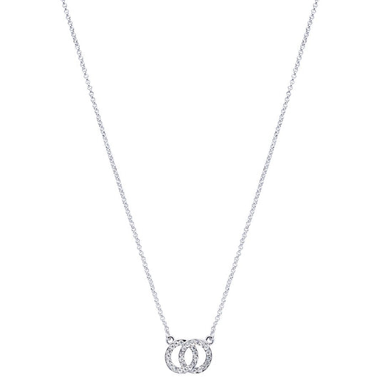 August Woods Silver Crystal Link Circle Necklace