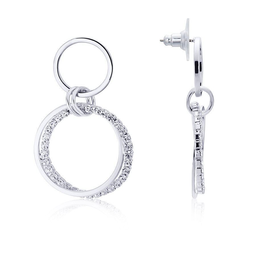 August Woods Silver Crystal Link Circle Earrings  