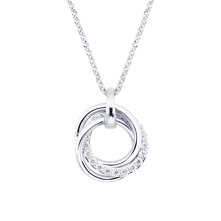 August Woods Silver Crystal Link Circle Necklace 