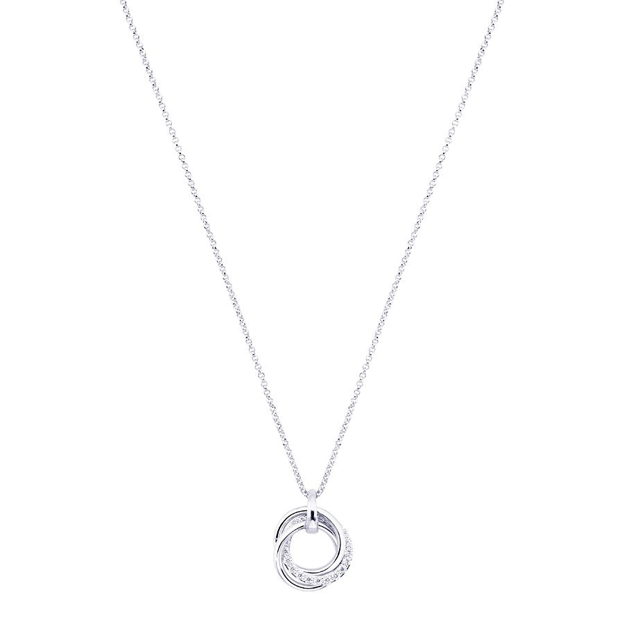 August Woods Silver Crystal Link Circle Necklace 