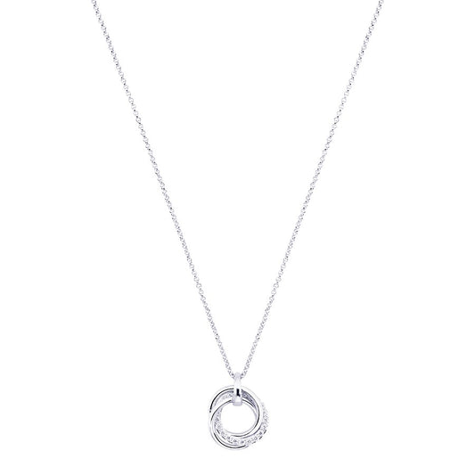 August Woods Silver Crystal Link Circle Necklace 