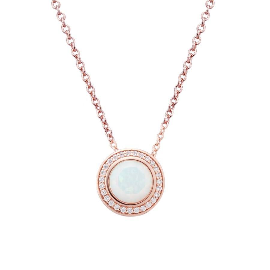 Argento Rose Gold + Opal Halo Necklace 