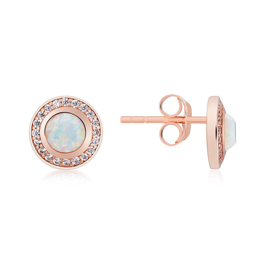 Argento Rose Gold + Opal Halo Earrings 