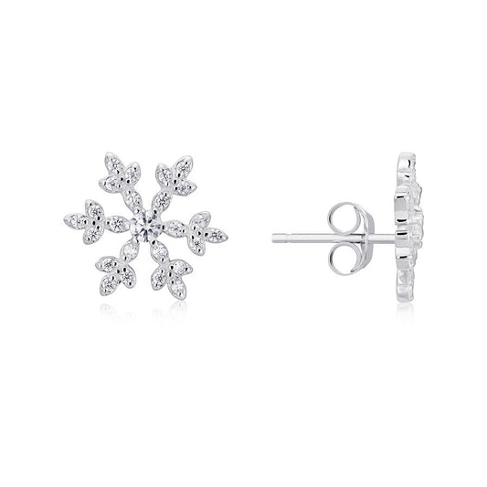 Argento Silver Crystal Snowflake Earrings