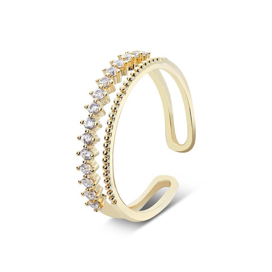 August Woods Gold Crystal Bar Adjustable Ring 