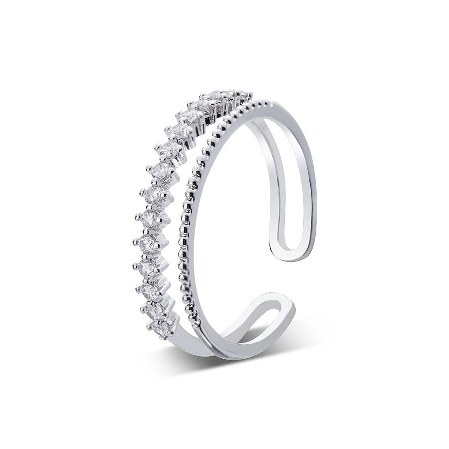 August Woods Silver Crystal Band Adjustable Ring 