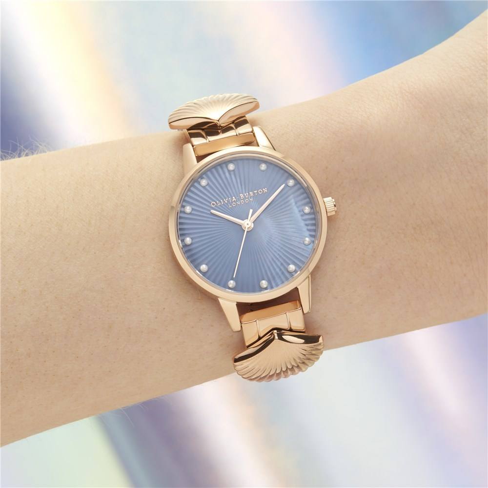 Olivia Burton Mermaid Rose gold & Navy Watch 