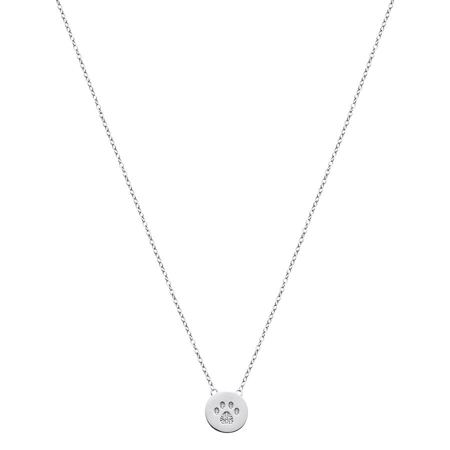 Argento Silver Disc Paw Print Necklace