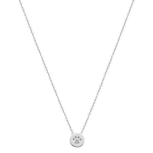 Argento Silver Disc Paw Print Necklace