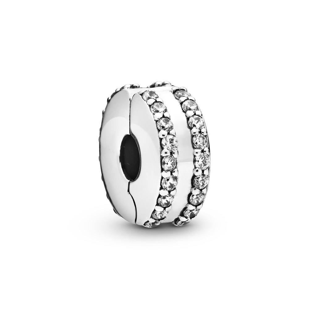Pandora Double Lined Pave Clip Charm 