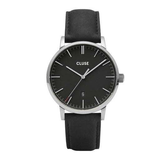 CLUSE Aravis Black Leather Mens Watch 