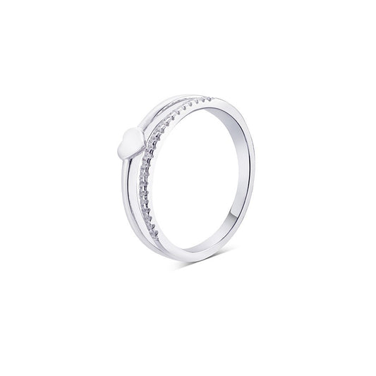 Argento Silver Dotted Heart Band Ring