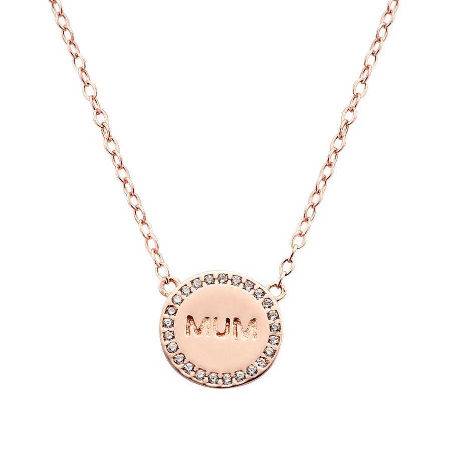 Argento Rose Gold Mum Disc Necklace