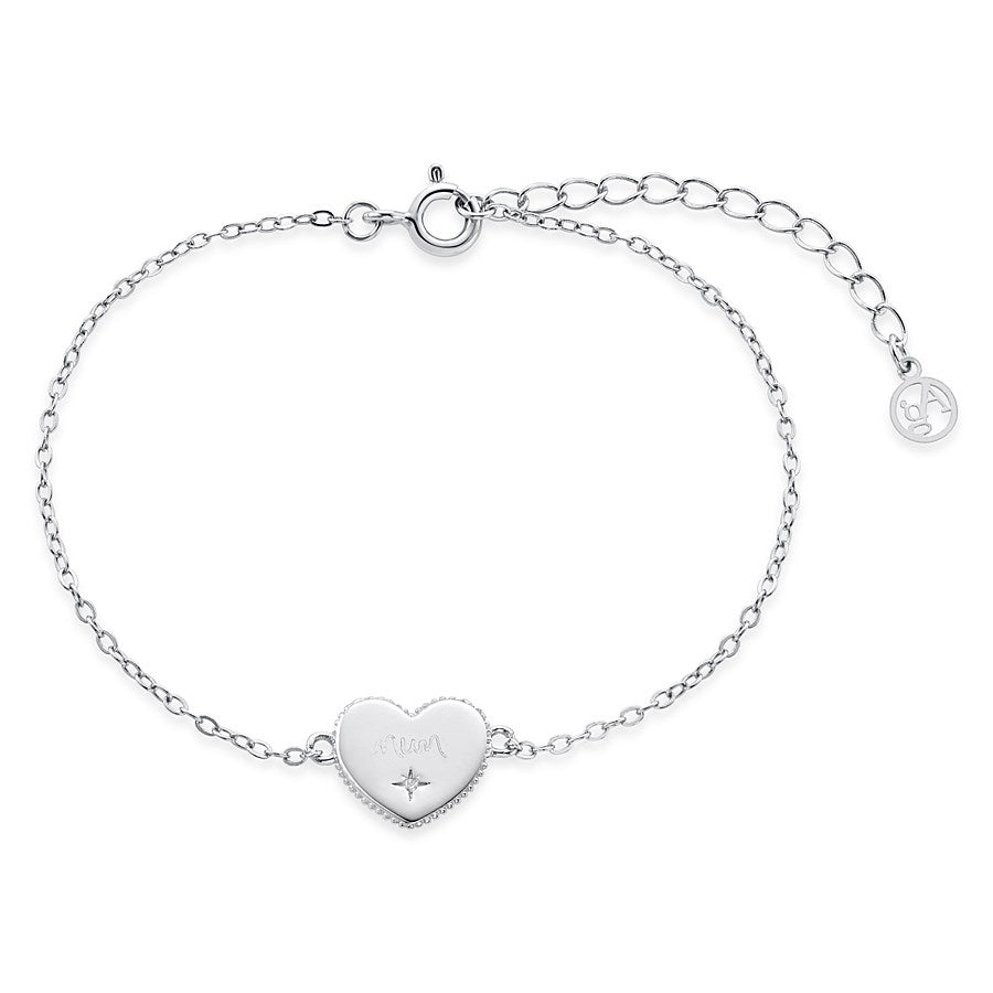 Argento Silver Mum Heart Bracelet