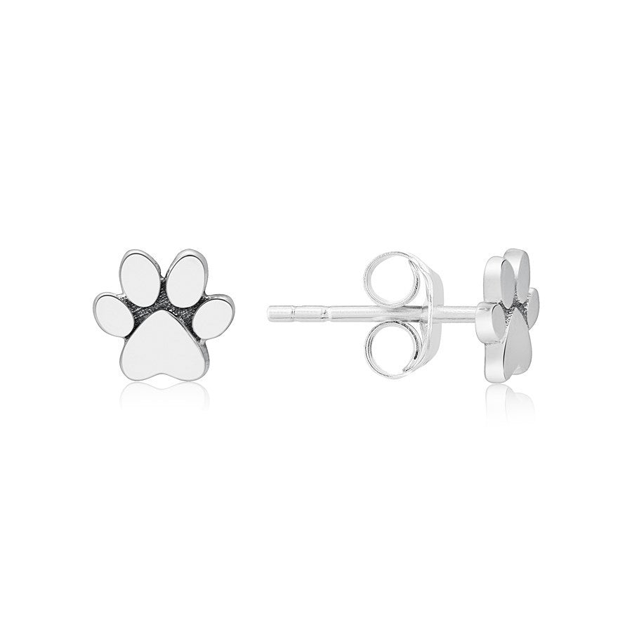 Argento Silver Paw Print Earrings