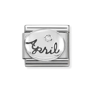 Nomination April Crystal Oxidised Birthstone Charm
