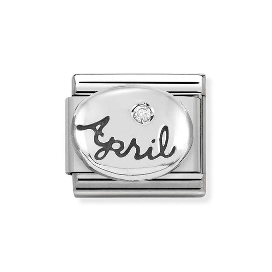 Nomination April Crystal Oxidised Birthstone Charm
