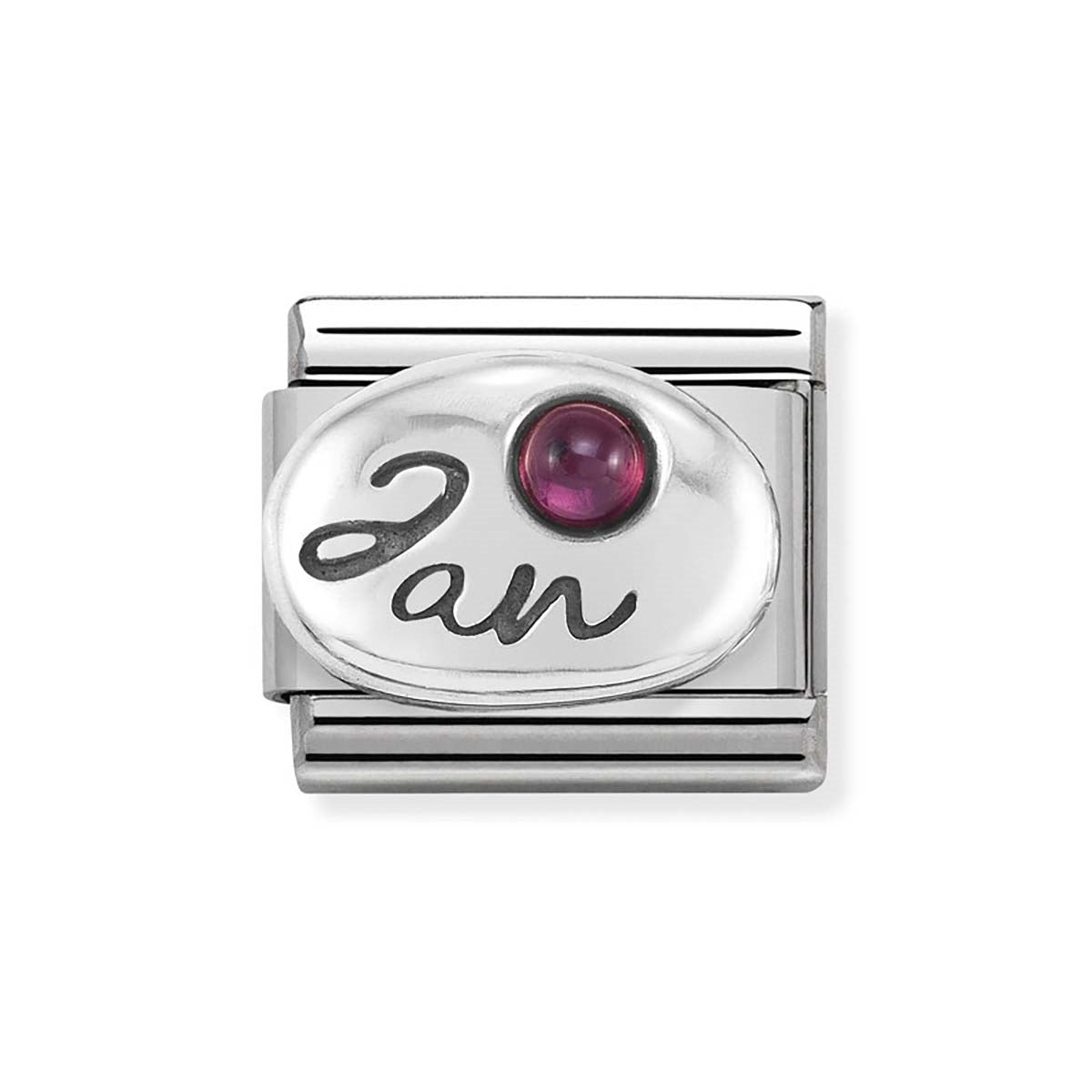 Nomination January Garnet Oxidised Birthstone Charm