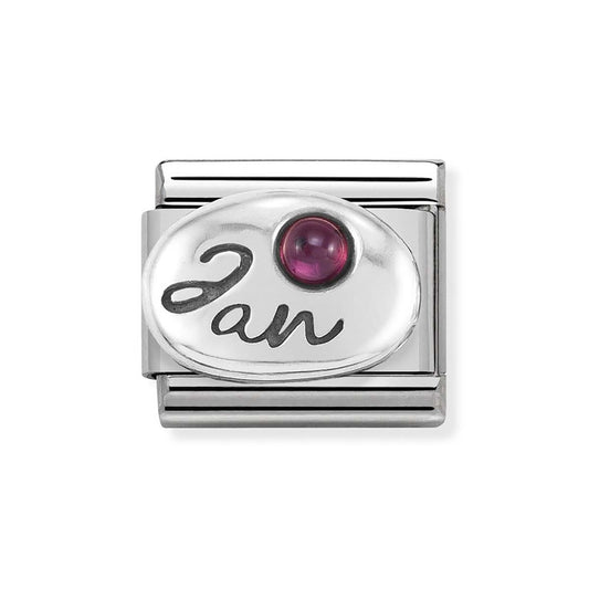 Nomination January Garnet Oxidised Birthstone Charm