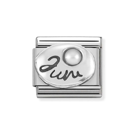 Nomination June Pearl Oxidised Birthstone Charm
