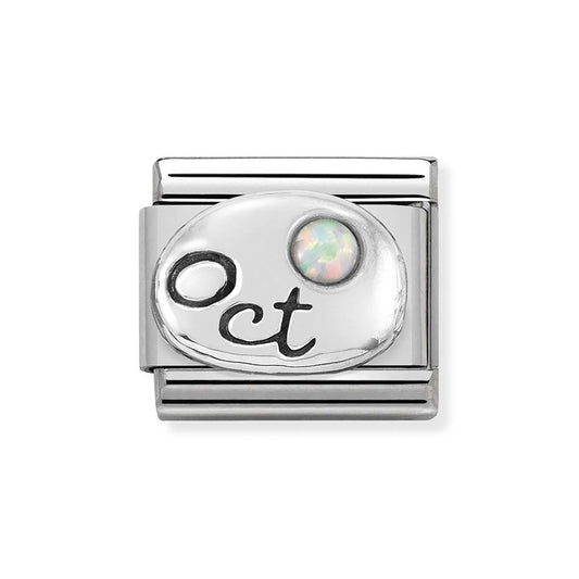 Nomination October Opal Oxidised Birthstone Charm