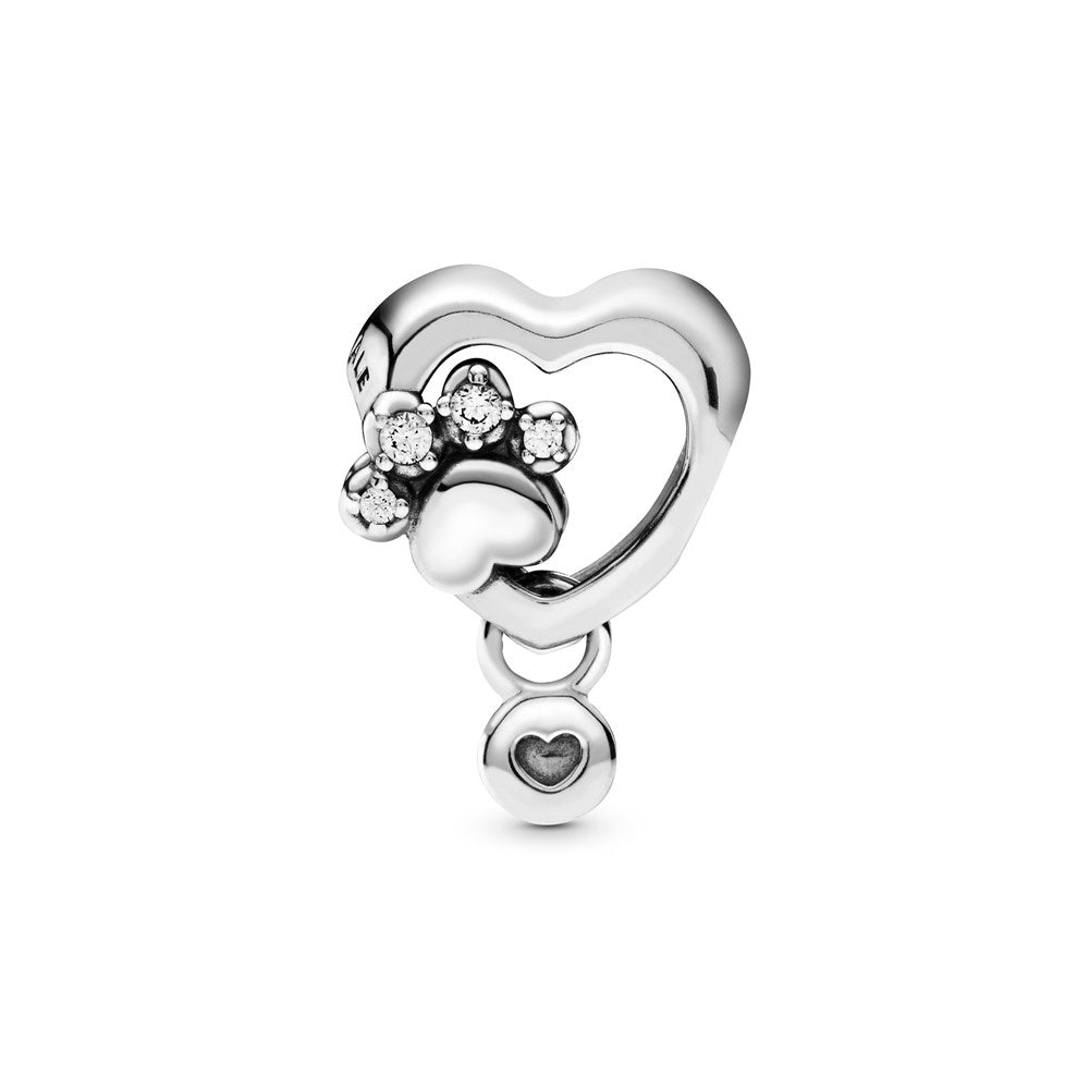 Pandora Sparkling Paw Print & Heart Charm