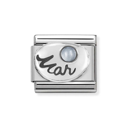 Nomination March Aquamarine Oxidised Birthstone Charm
