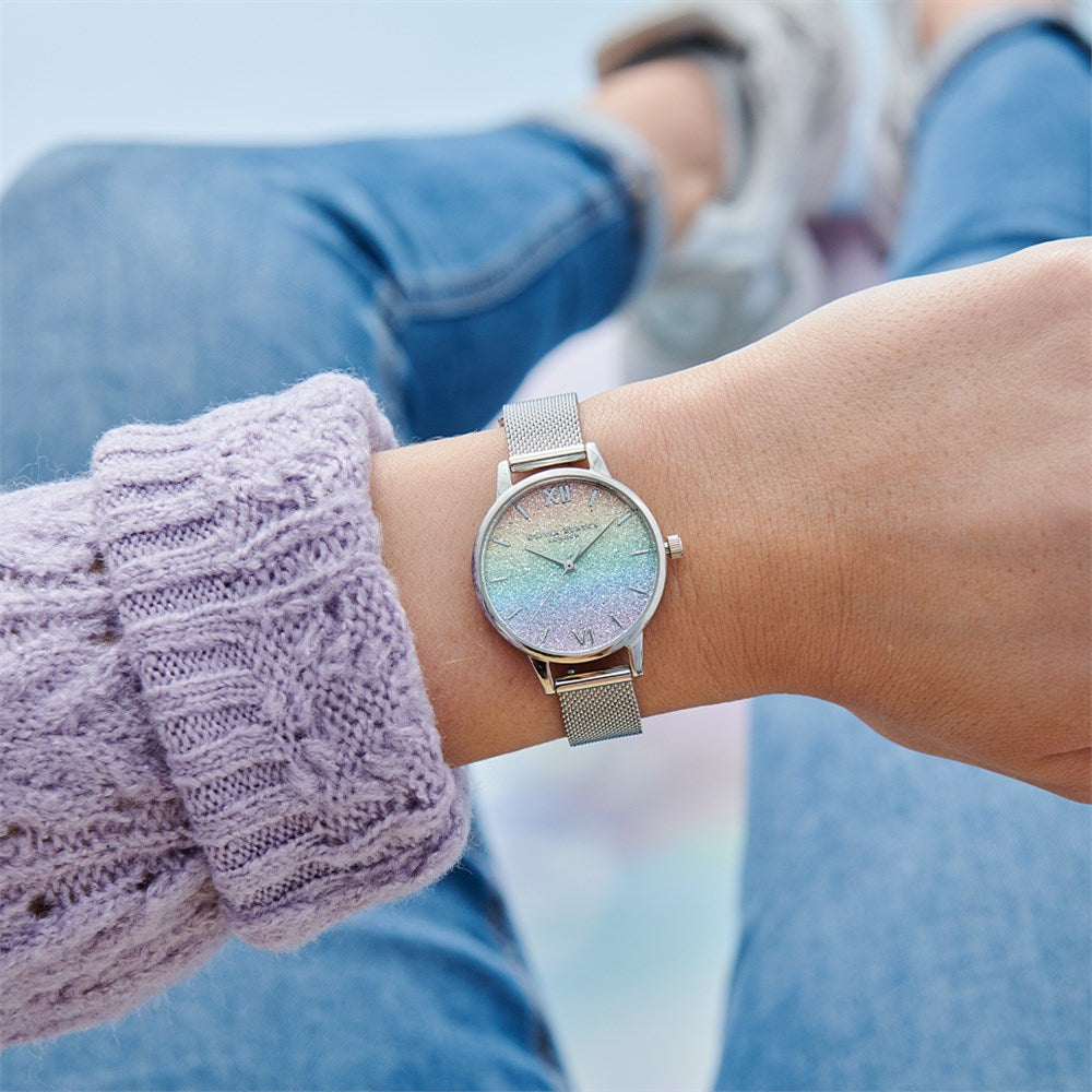 Olivia Burton Rainbow Silver Wishing Wave Watch 