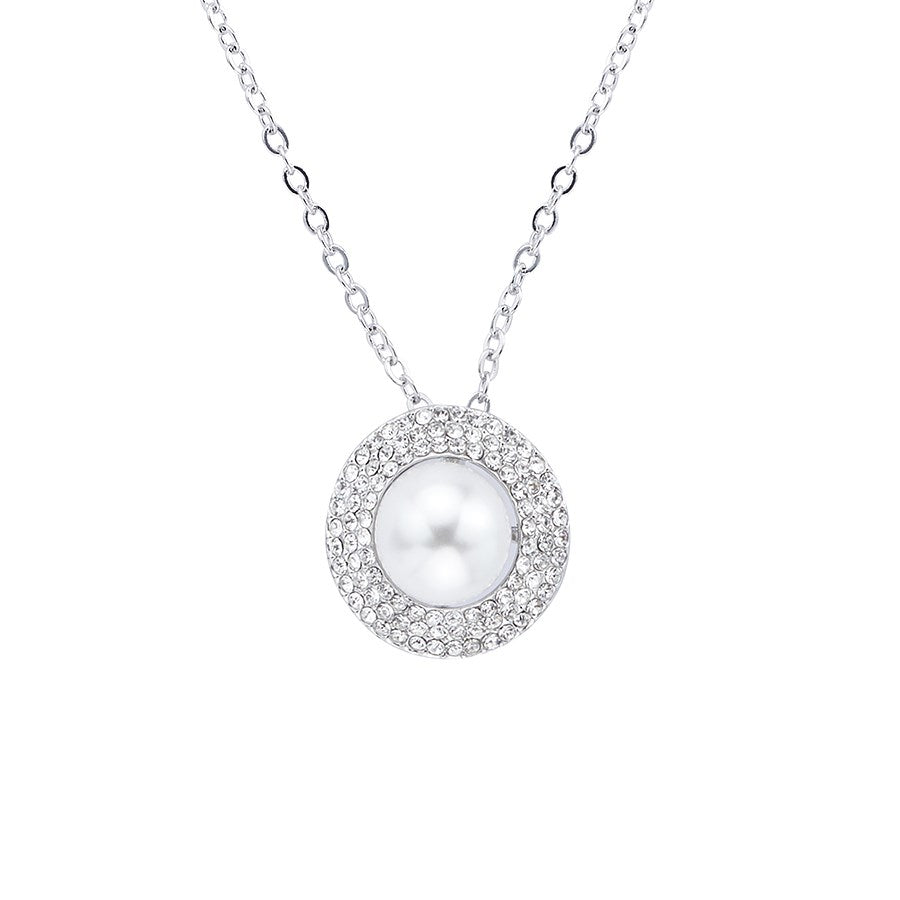 August Woods Silver Crystal Pearl Necklace