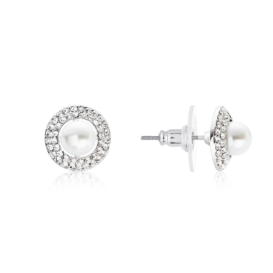 August Woods Silver Crystal Pearl Earrings