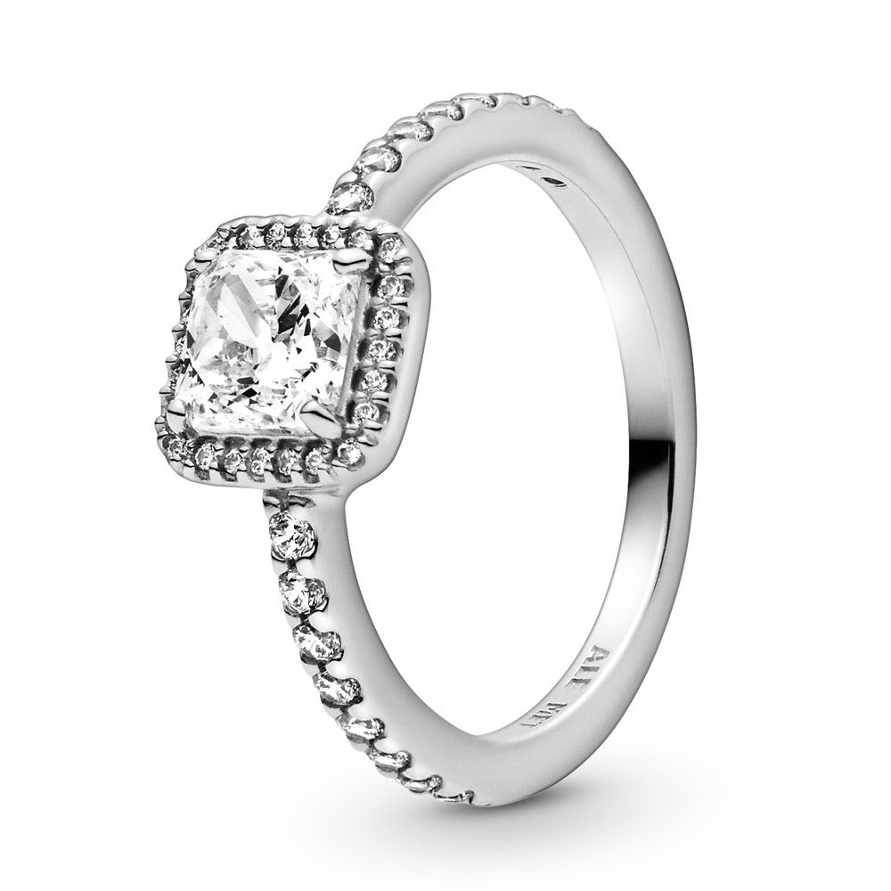 Pandora Square Silver Sparkle Halo Ring