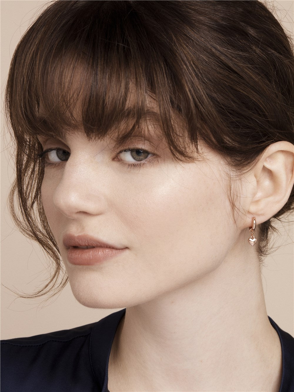 Ted Baker Rose Gold Tiny Heart Huggie Earrings