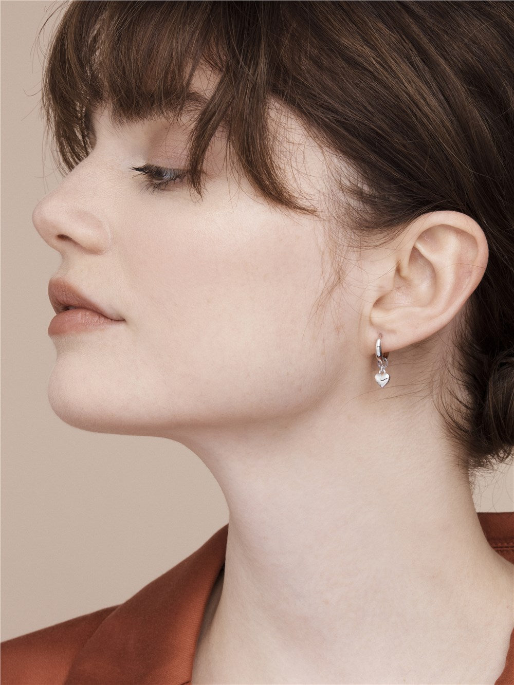 Ted Baker Silver Tiny Heart Huggie Earrings