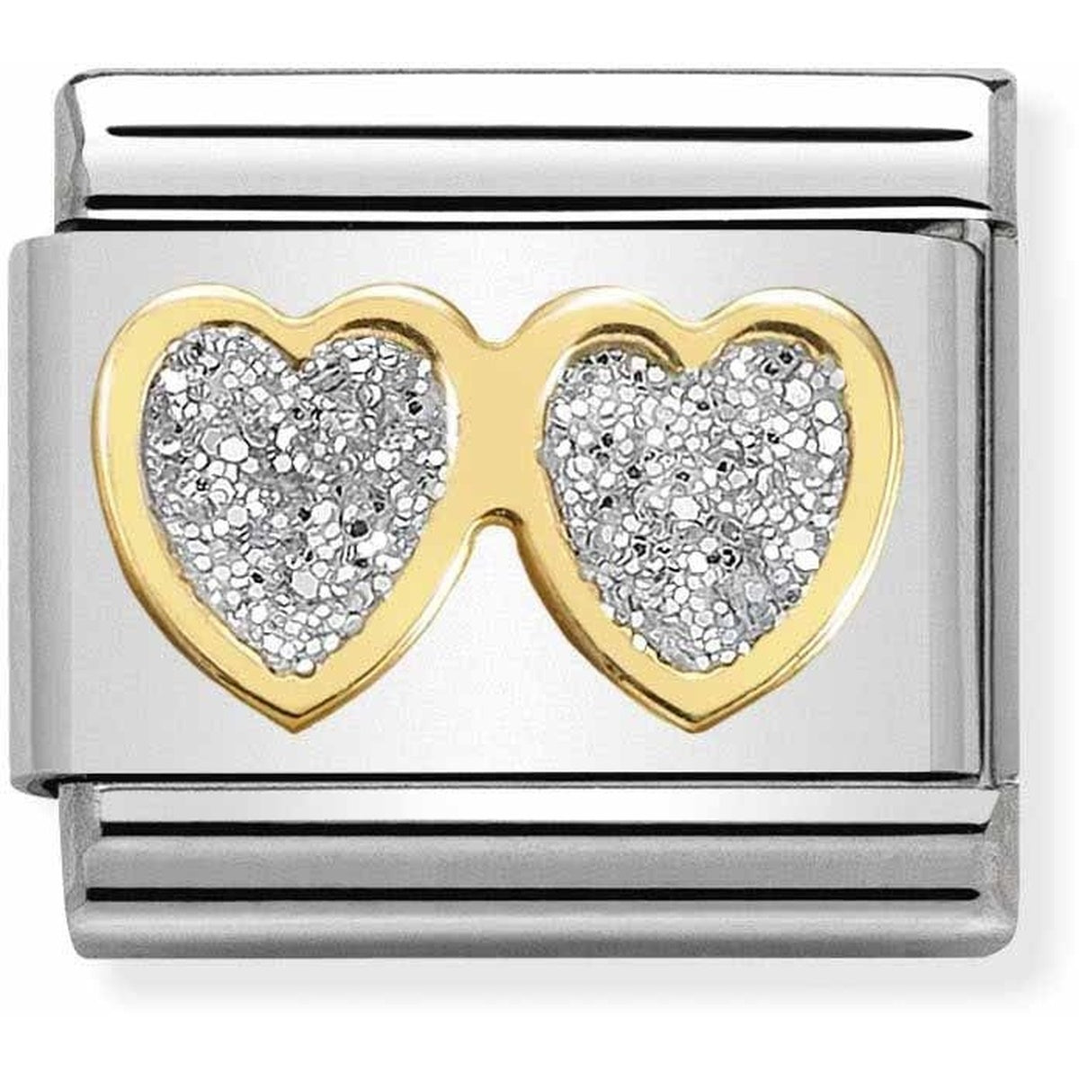 Nomination Double Hearts Glitter Charm