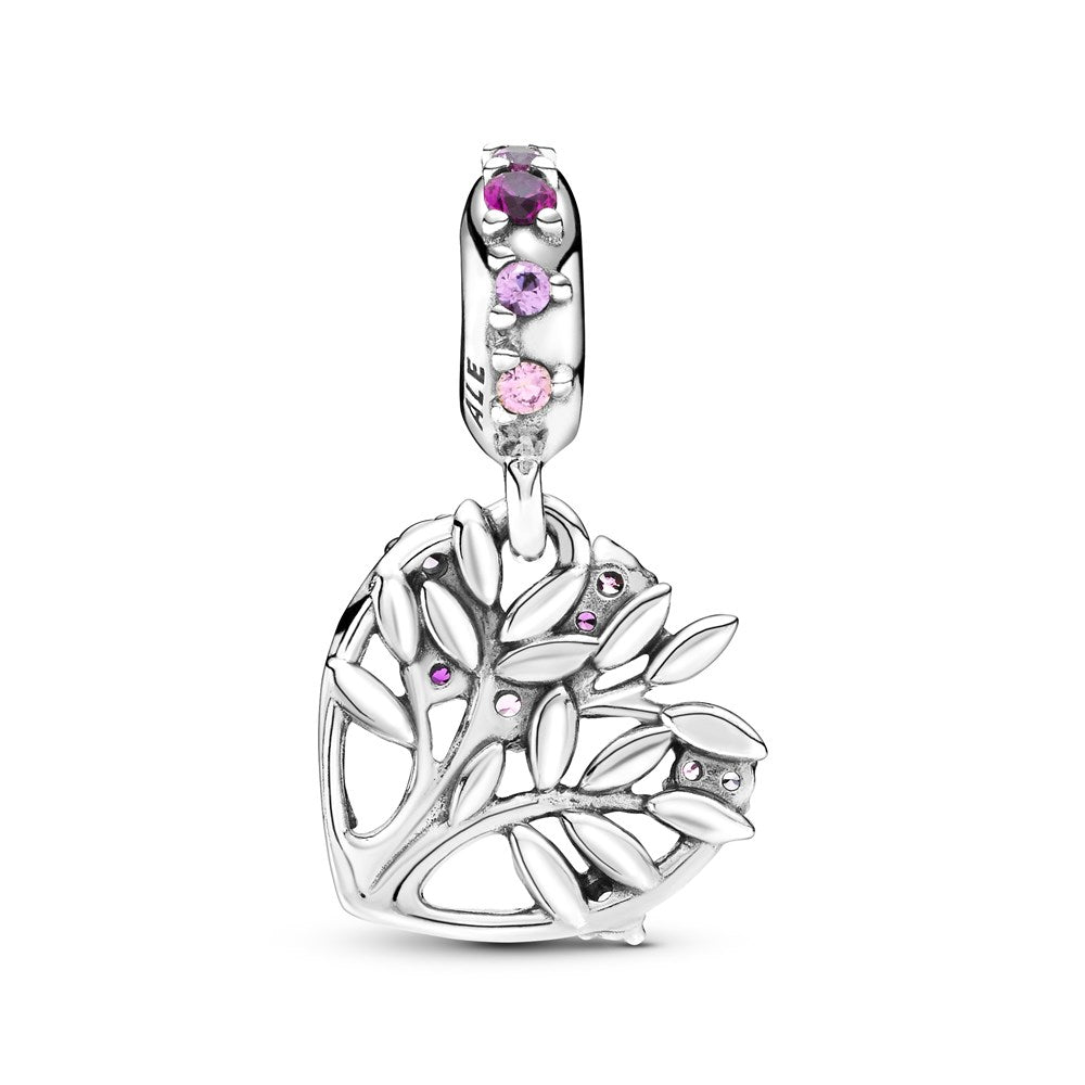 Pandora Family Tree Pink Heart Drop Charm